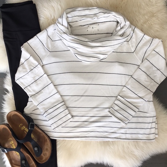 Lou & Grey Buttery Soft Mixed Stripe Cowl Neck Pullover, size Medium 🖤 - Picture 13 of 13